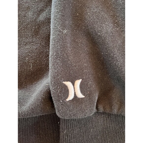 Hurley Hoodie Mens Medium Black Spell Out Sweater Pullover Fleece Surf - Picture 2 of 4